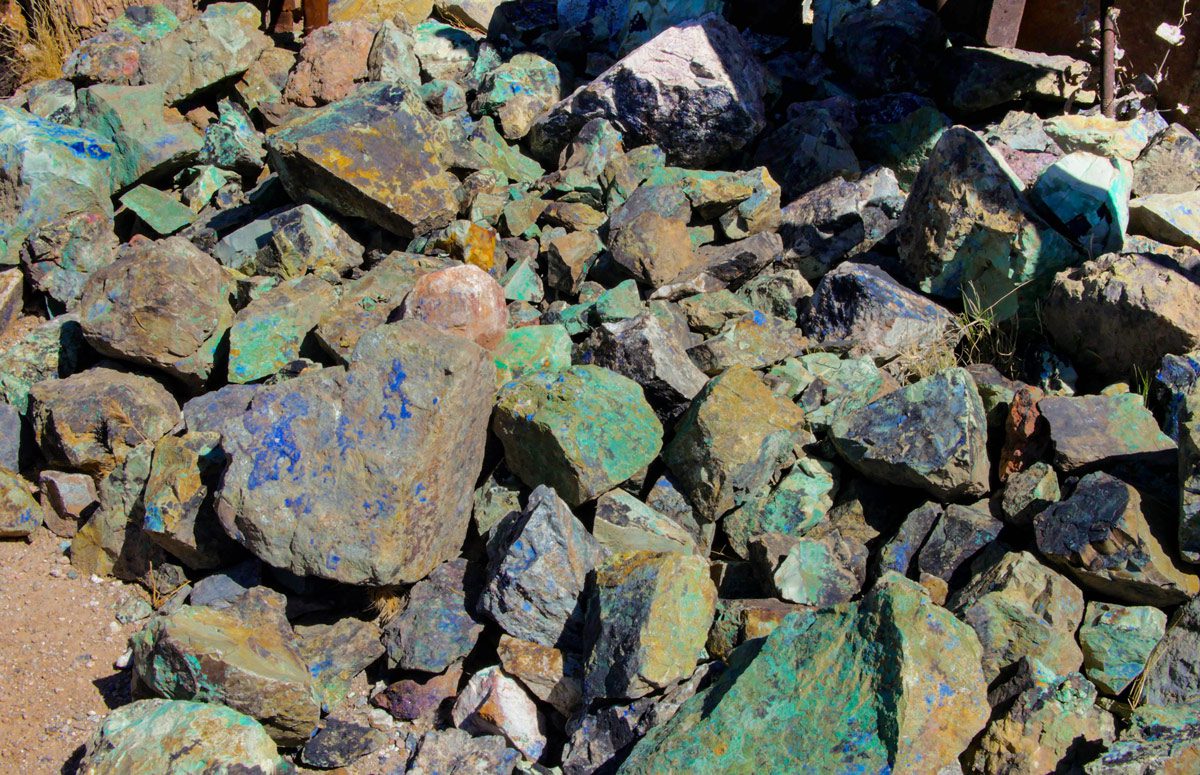 Assorted green and blue rocks