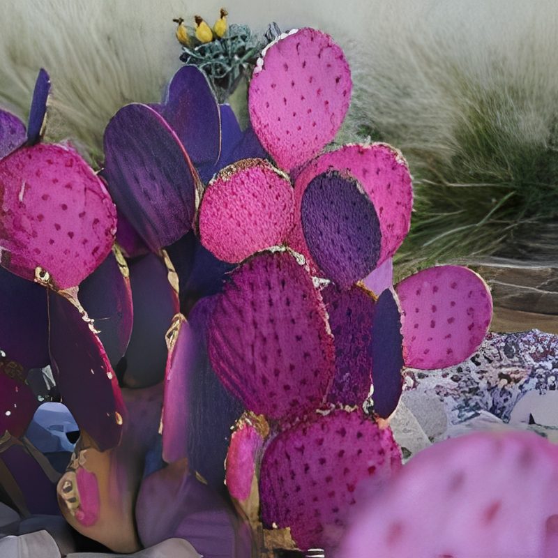 Desert plants with bright pink hues