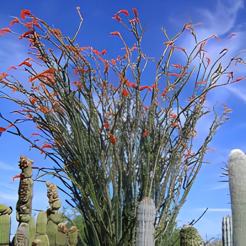 Desert plants under bright blue sky